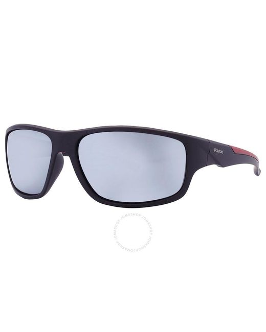Polaroid Blue Polarized Grey Wrap Sunglasses Pld 7010/s 0oit/ex 64 for men