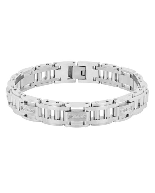 Robert Alton Metallic 1/3Ctw Diamond Stainless Steel Link Bracelet for men