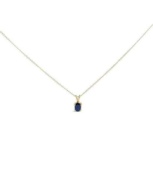 Haus of Brilliance Metallic 14K 6X4Mm Oval Shaped Sapphire Solitaire Pendant Necklace