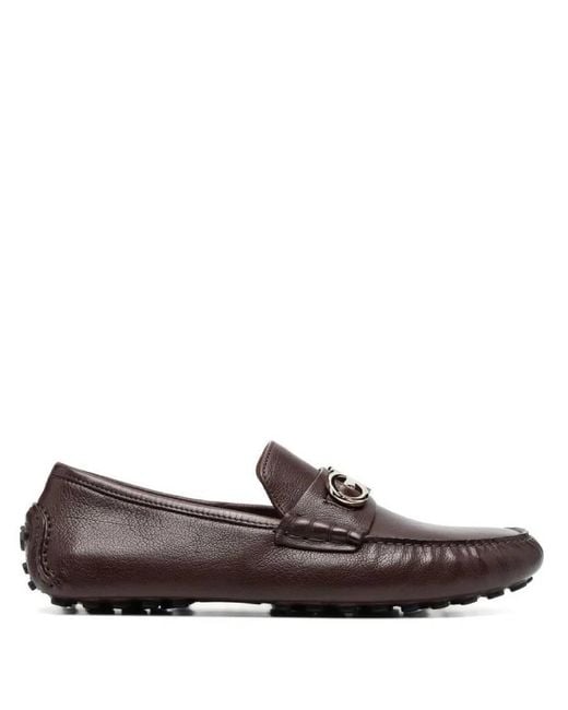 Ferragamo Brown Grazioso Gancini Ornament Driver, Size 6 for men