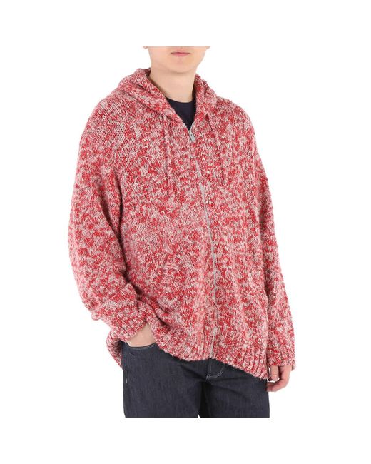 Undercover Red Melange-effect Knitted Hoodie for men