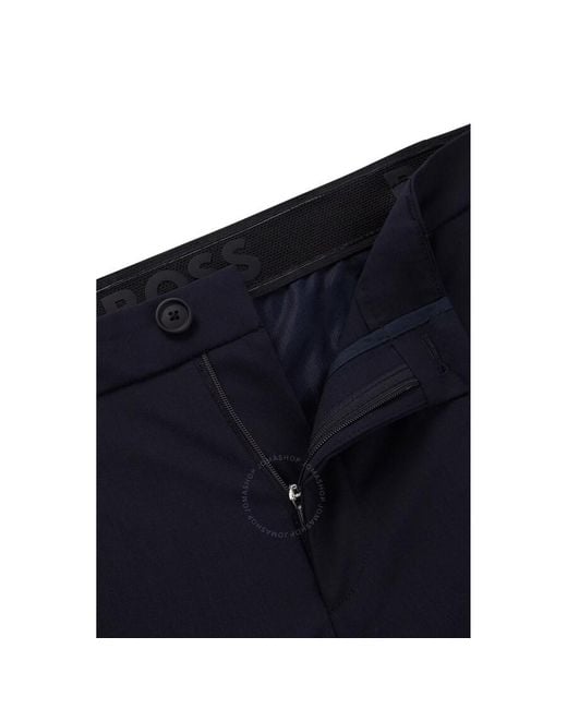 Boss Blue Performance-Stretch Wool-Blend Trousers, Brand Size 46 (Waist for men