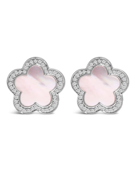 Haus of Brilliance Pink 14K Mother Of Pearl And 1/5 Cttw Diamond Halo Star Stud Earrings