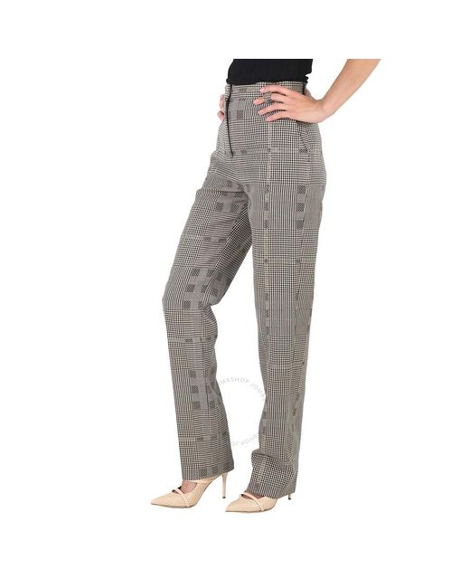 Burberry Gray Check Wool Jacquard Tailored Trousers