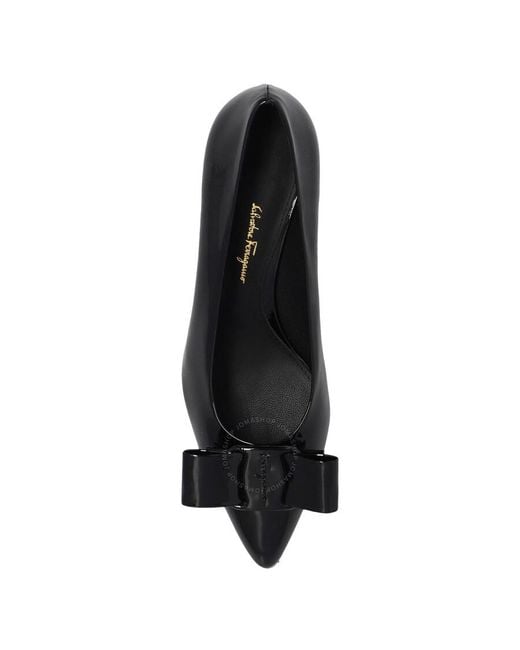Ferragamo Black Salvatore Patent Leather Viva Pump Shoe