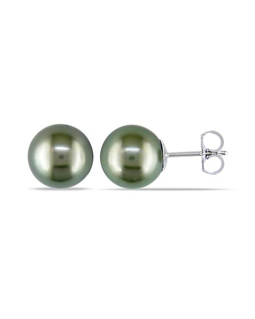 Amour Green 9 Mm Tahitian Pearl Stud Earrings