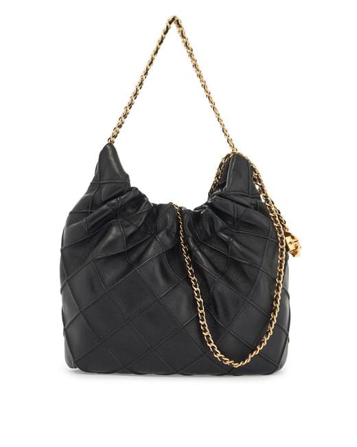 Tory Burch Black Mini Fleming Hobo Bag