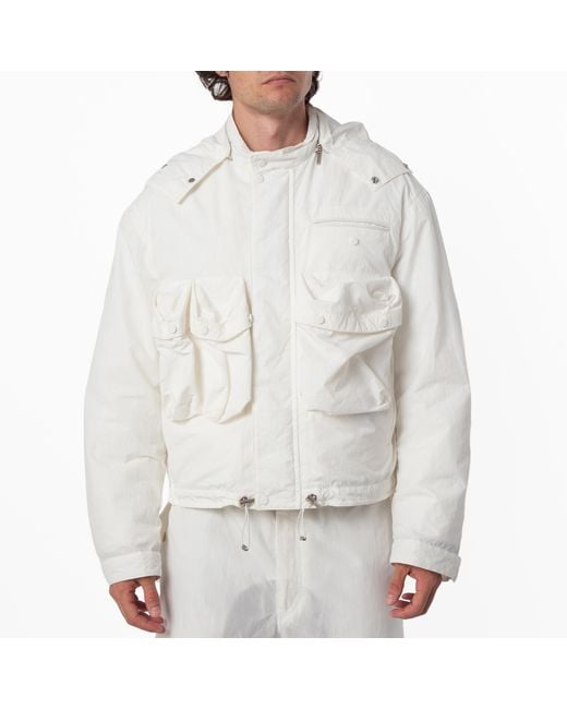 Ferragamo White Technical Nylon Utility Jacket, Brand Size 48 Us for men
