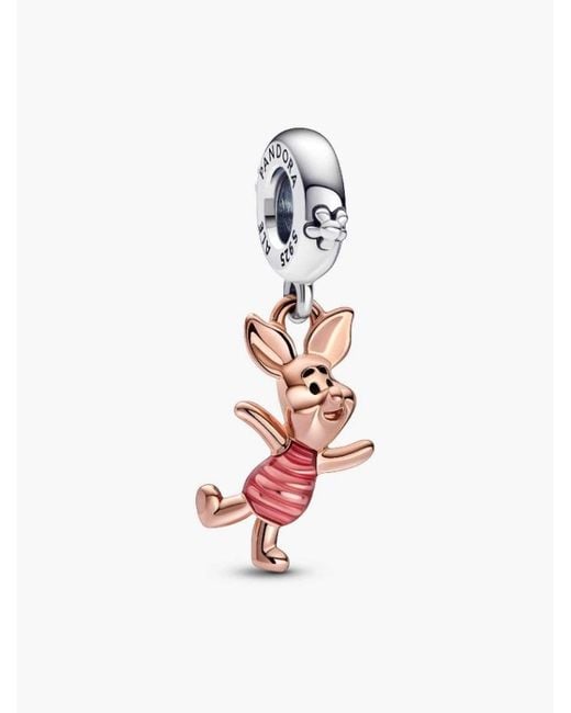 Pandora White Disney Piglet Sterling And 14K Rose-Plated Dangle