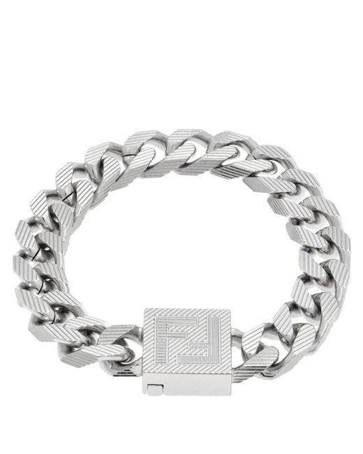 Fendi Metallic Palladium Shadow Bracelet for men