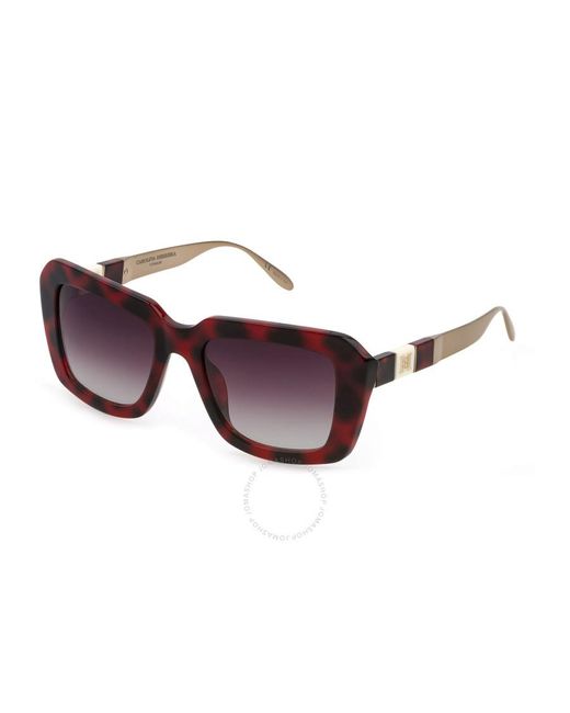 Carolina Herrera Brown Purple Gradient Rectangular Sunglasses Shn619m 09at 53