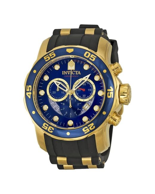 Invicta Multicolor Pro Diver Chronograph Blue Dial Black Rubber Watch for men