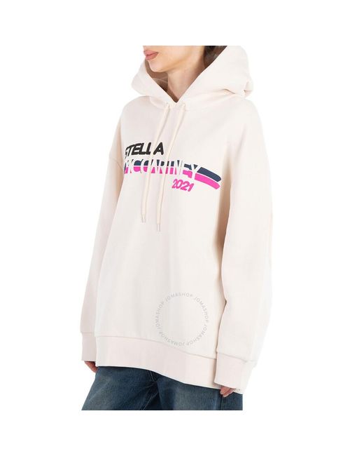 Stella McCartney Pink Cream Moto Logo-print Hoodie