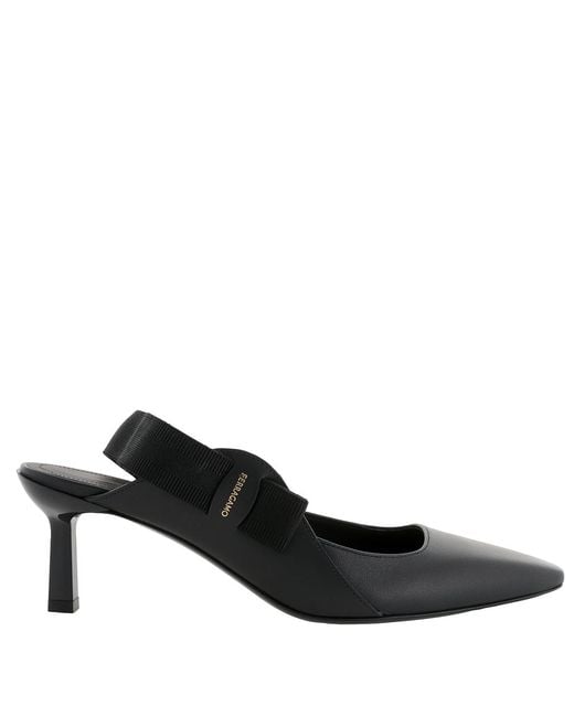 Ferragamo Black Ferragamo Vania Vara Bow Slingback Pumps