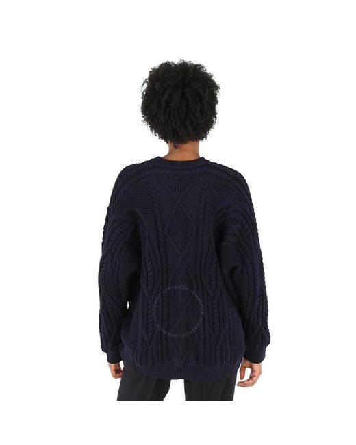 Burberry Black Ink Cable Knit Open-front Jumper