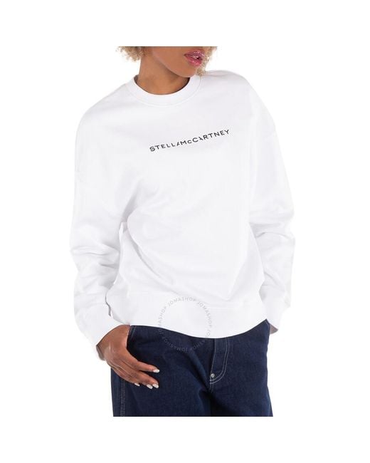 Stella McCartney White Logo-Print Crew Neck Cotton Sweatshirt