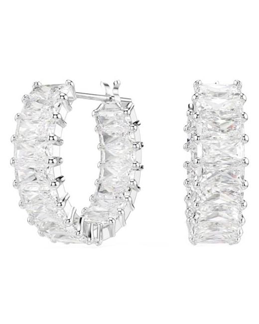Swarovski Metallic Matrix Baguette Cut Hoop Earrings