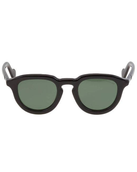 Moncler Black Green Oval Sunglasses