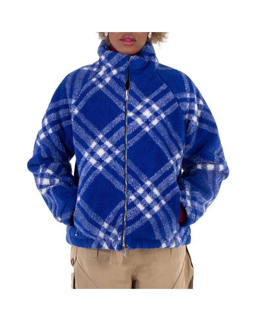 Burberry Blue Reversible Check Fleece Jacket, Brand Size 6 (Us