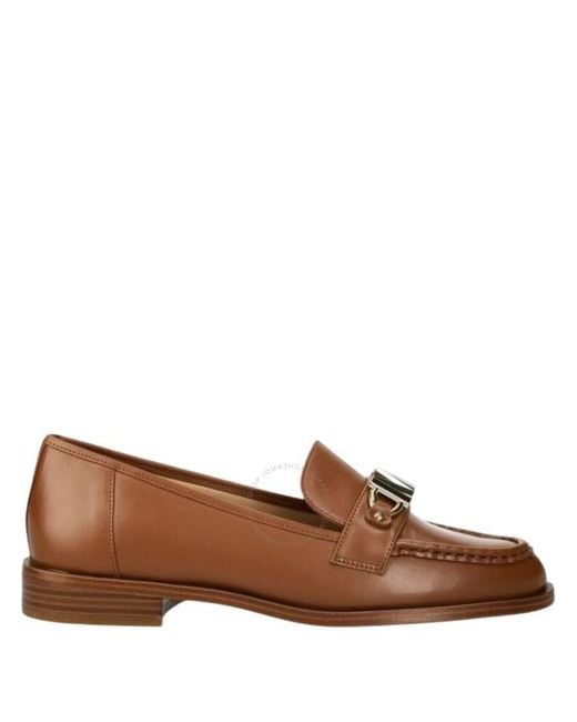 Michael Kors Brown Tiegan Leather Logo Plaque Loafers, Brand Us