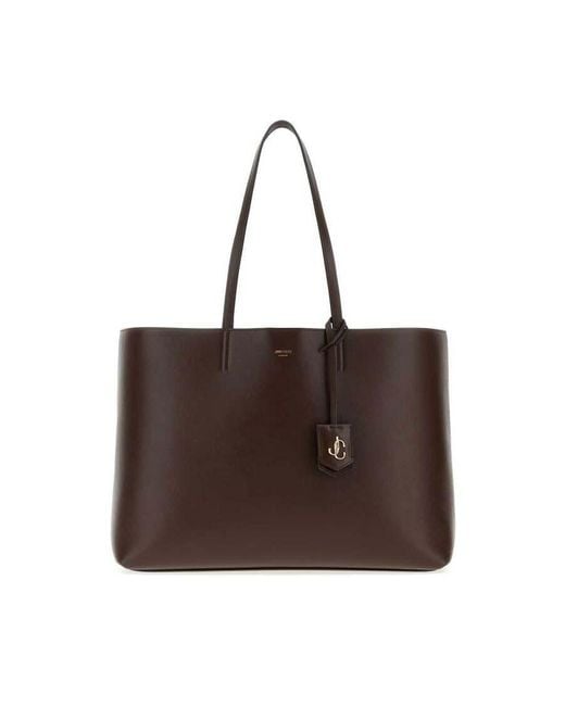 Jimmy Choo Brown Chocolate Leather Nine2Five Shopping Bag Chocolatelightgold Borse A Mano