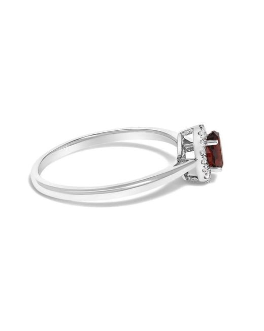 Haus of Brilliance White 10K 5X3Mm Oval Garnet And Diamond Accent Halo Ring (I-J Color, I1-I2 Clarity)