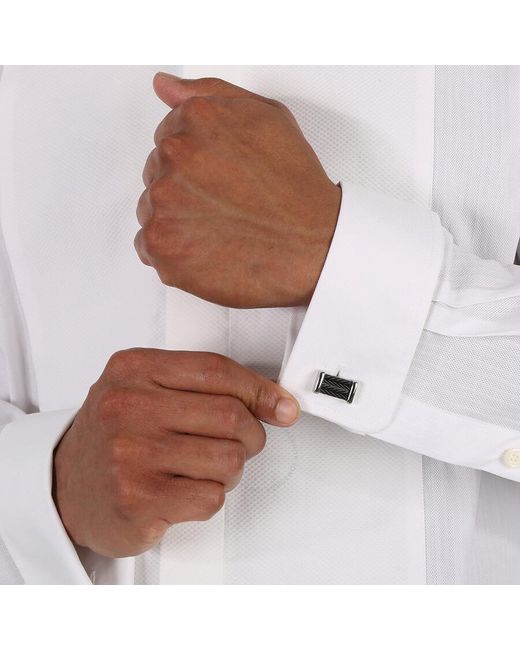 Charriol Chevron Cable Cufflinks- Grey/ Black for men