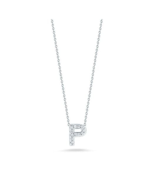 Roberto Coin Metallic 18k White Gold Tiny Treasures Diamond Letter P Pendant