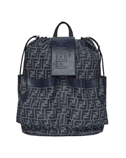 Fendi Black Strike Medium Ff Jacquard Backpack for men
