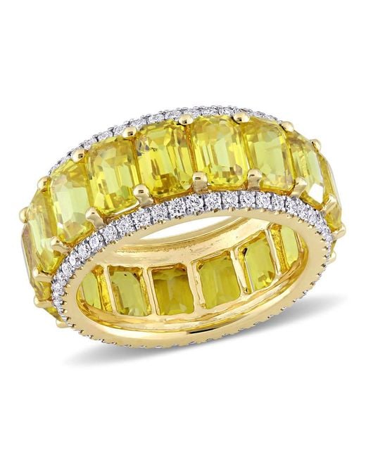 Amour Metallic 5/8 Ct Tw Diamond And 10 1/2 Ct Tgw Sapphire Eternity Ring