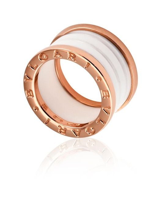 BVLGARI Metallic B.Zero1 4-Band 18 Kt Rose And Ceramic Ring, Brand