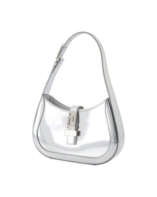 Versace Gray Metallic Calfskin Shoulder Bag
