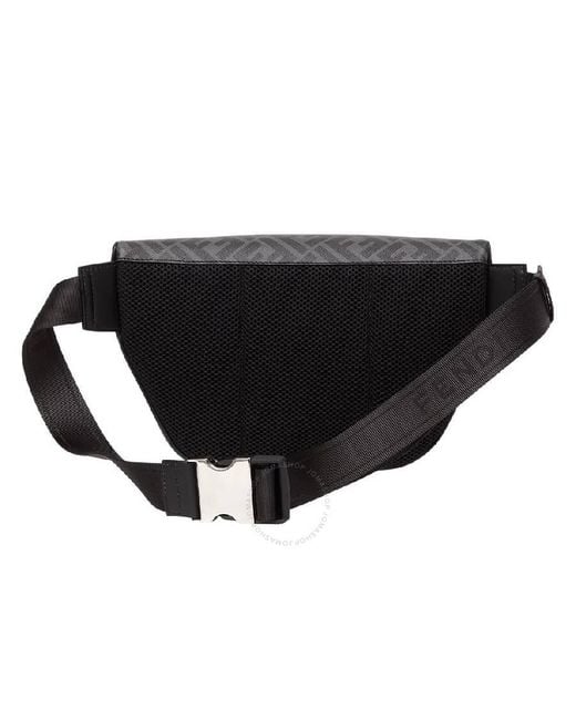 Fendi Black Ff Fabric Diagonal Belt Bag for men
