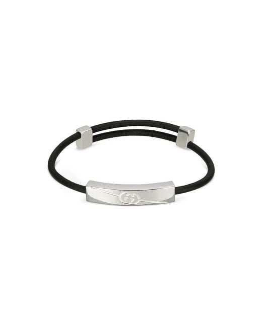 Gucci Black Tag Sterling Interlocking G Bracelet