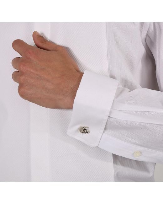 Gucci Metallic Sterling Cufflinks With Double G Motif for men