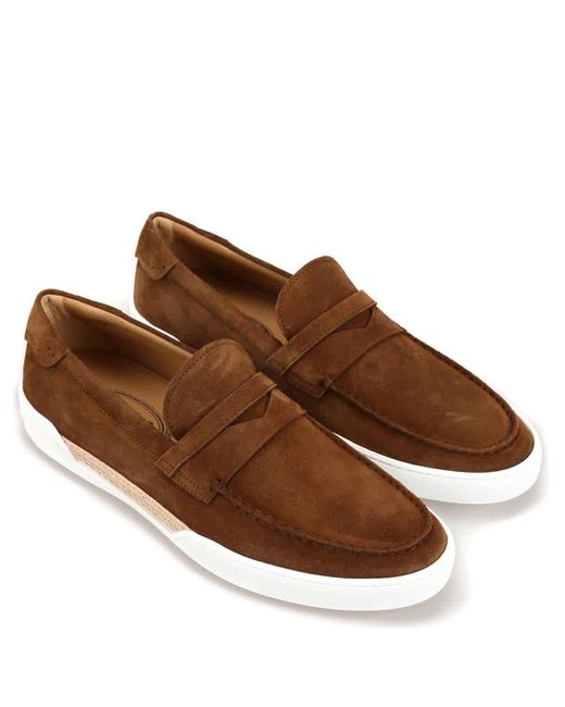 Tod's Brown Suede Gomma Penny Loafers for men