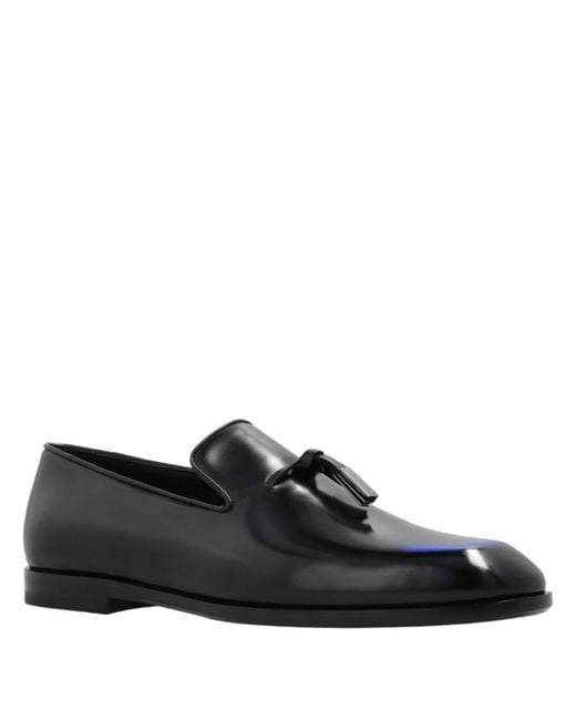 Ferragamo Black Ferragamo Florida Leather Tassel Loafers for men