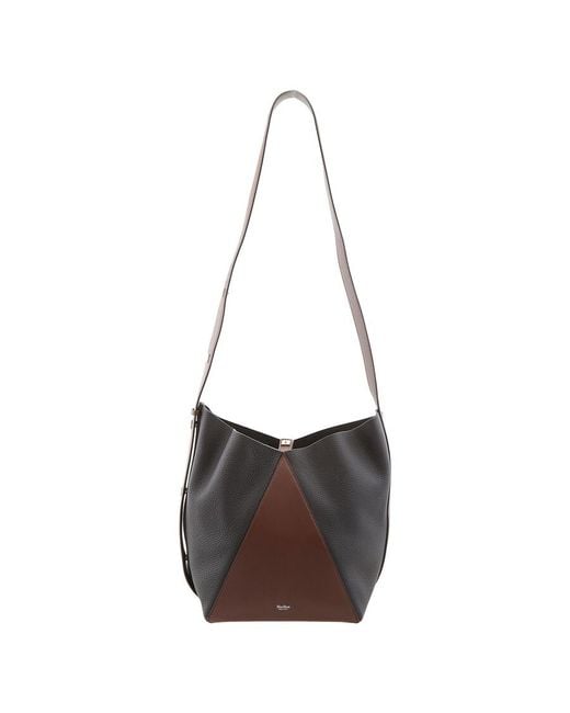 Max Mara Brown Deer-Print Leather Medium Bucket Bag