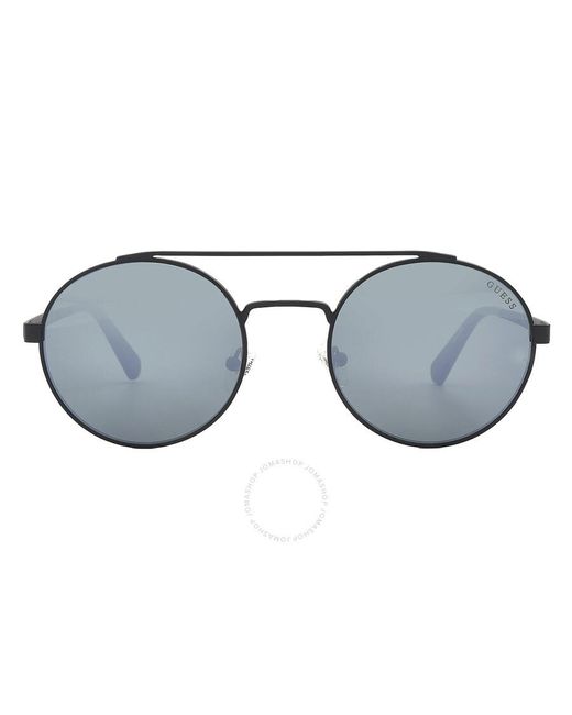 Guess Blue Green Mirror Round Sunglasses Gu6940 02q 53 for men