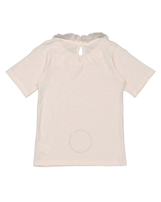 Bonpoint Natural Girls Ecru Clea Box-pleat Cotton T-shirt