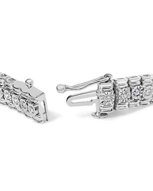 Haus of Brilliance Metallic 925 Sterling 1.0 Cttw Diamond Collar Line Link Bracelet (I-J Color, I1-I2 Clarity) for men