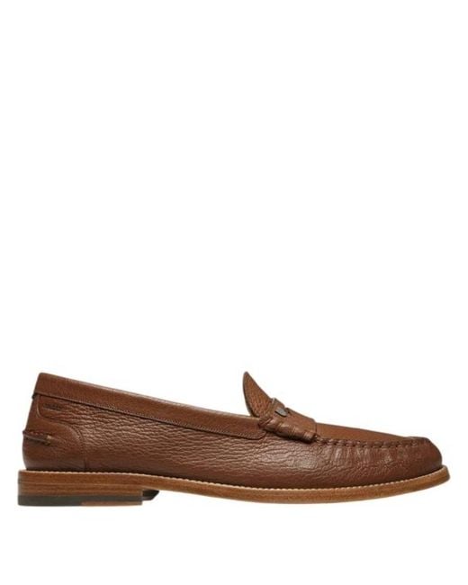 Bally Brown Ron Grained Leather Moccasins, Brand Size 8 Us for men