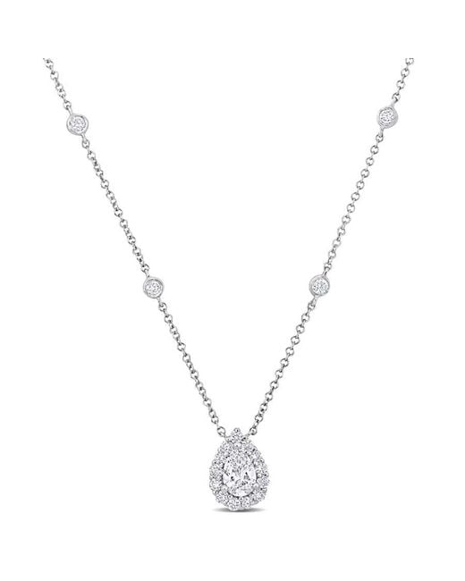 Amour Metallic 1 1/2 Ct Tw Pear And Round Diamond Necklace for men