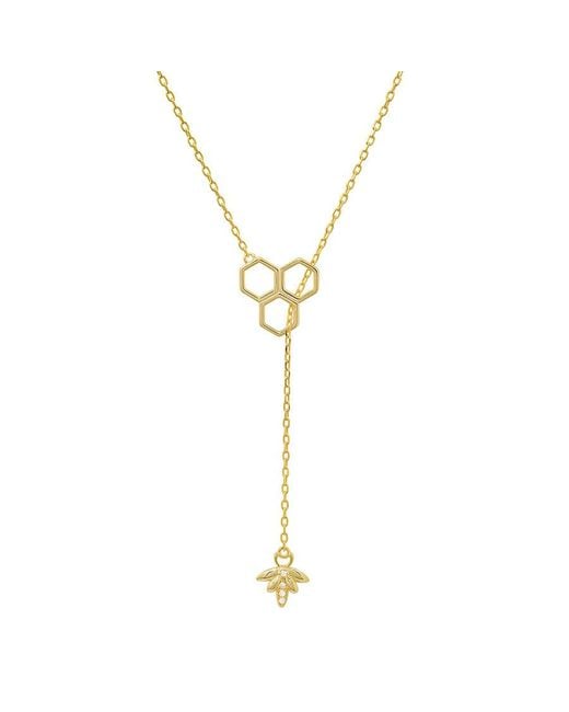 Kylie Harper Metallic 14K Over Honeycomb Bumble Bee Lariat Y Necklace