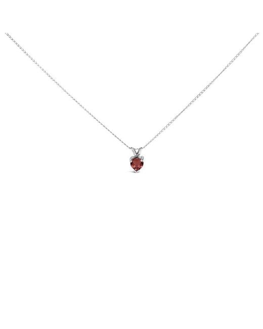 Haus of Brilliance Metallic 14K 5X5 Mm Heart Shaped Garnet Solitaire Pendant Necklace