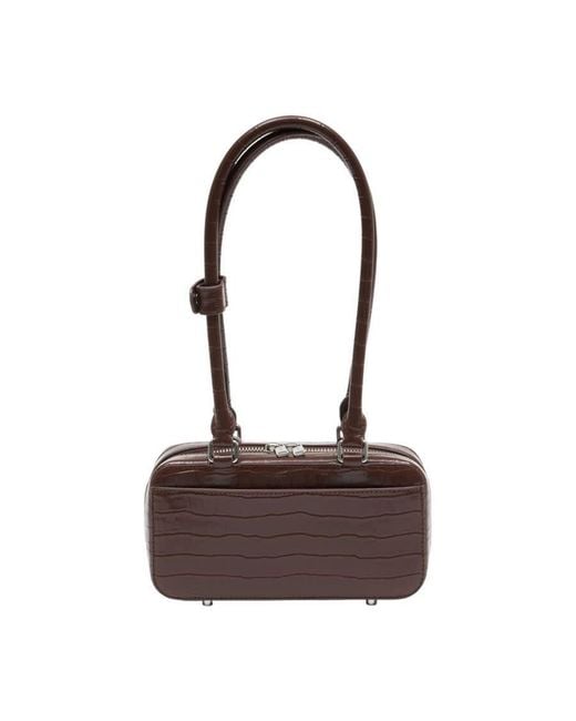 Self-Portrait Brown Self-Portrait Crocodile-Embossed Leather Shoulder Bag