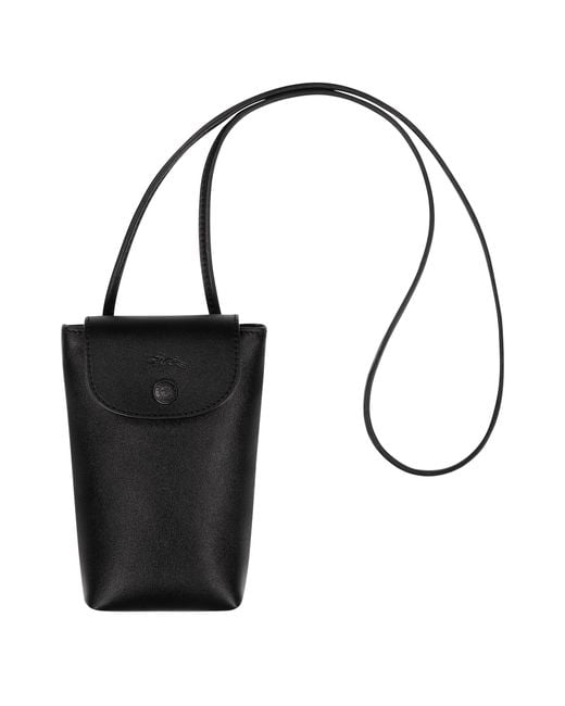 Longchamp Black Le Pliage Xtra Phone Case With Leather Lace
