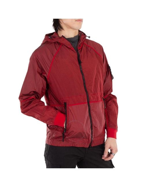 Stone Island Red Lightweight Hooded Jacket for men
