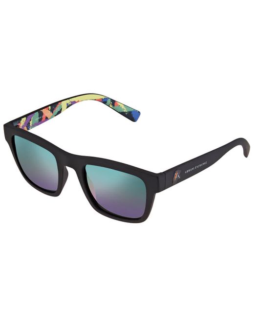 Armani Exchange Blue Mirror Multicolor Square Unisex Sunglasses  8326p3 52