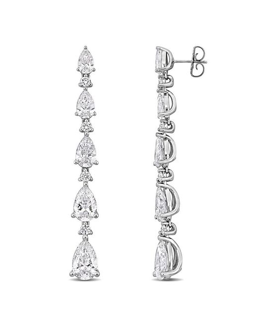 Created Forever Metallic 12 1/3Ct Tw Pear And Round-Cut Lab-Grown Drop Earrings